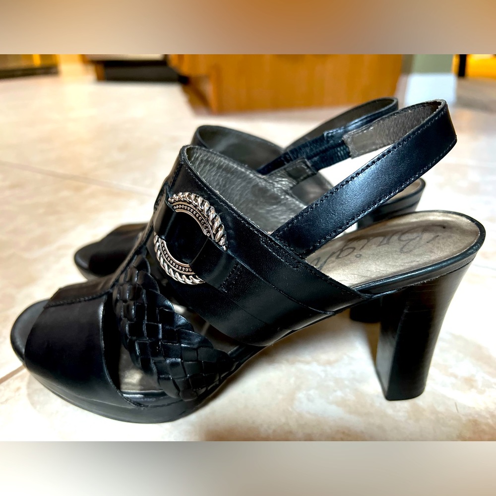 Brighton Venti black sling back open toe heeled sandals size 9 medium